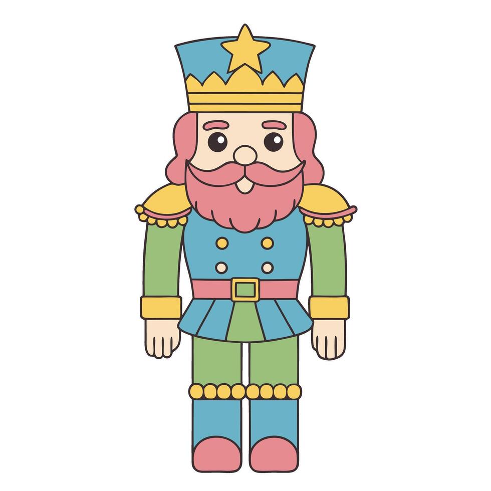 Nutcracker soldier illustration in pastel colors with whimsical design vector