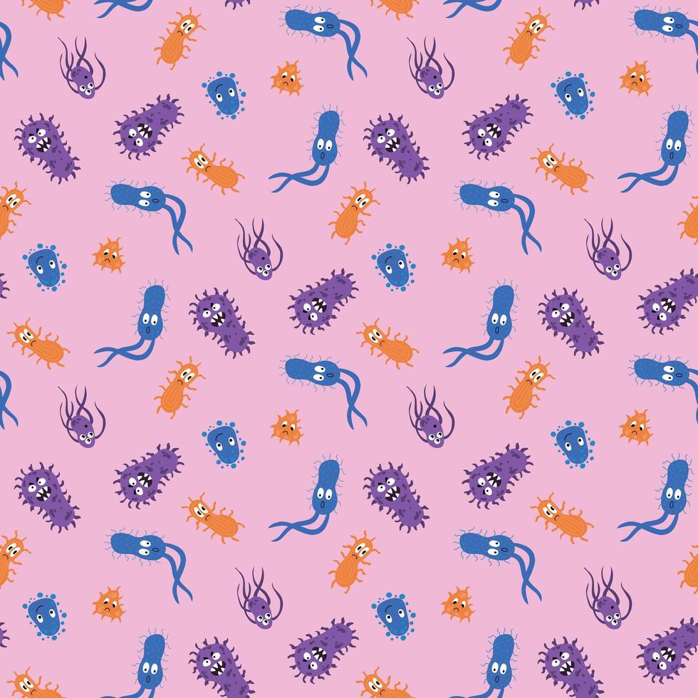 Seamless pattern with bacteria. Design for fabric, textile, wallpaper, packaging. vector