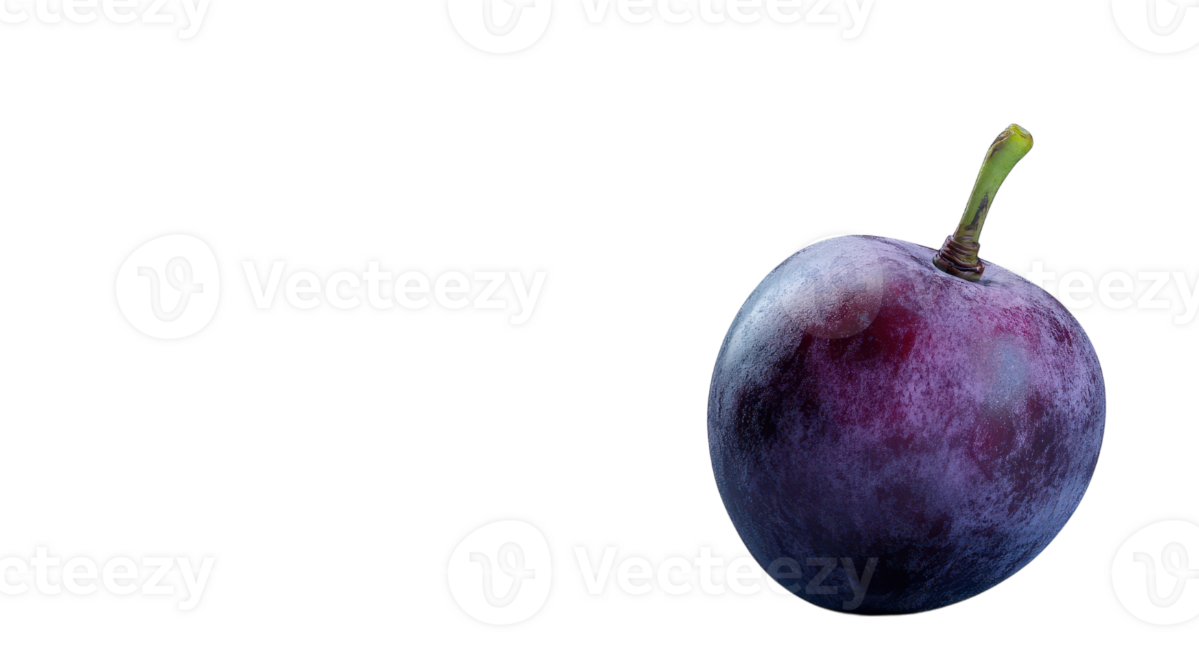 A glossy purple plum sits in a bright setting, showcasing its vibrant color and freshness. png