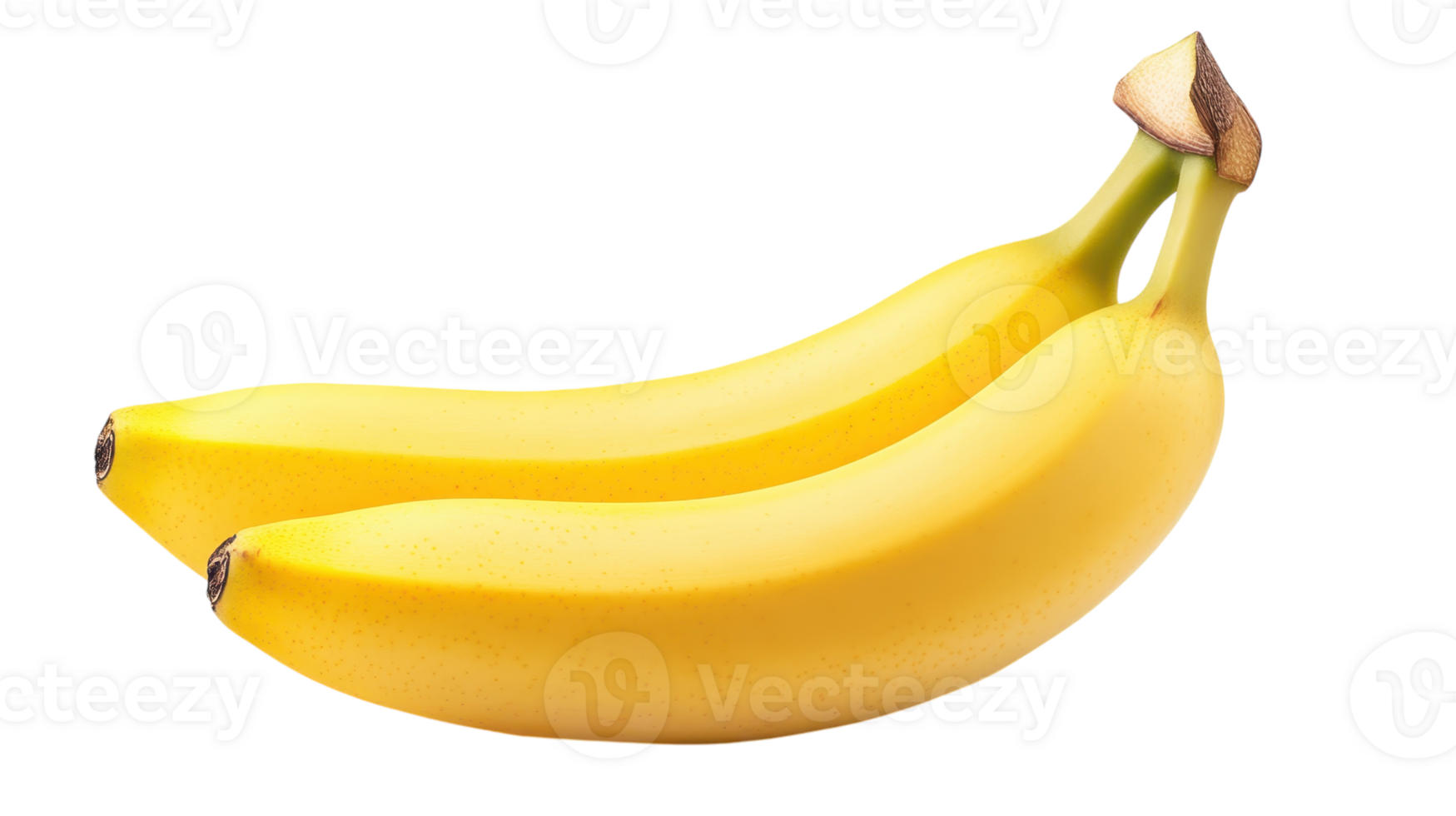 Two vibrant yellow bananas sit side by side, showcasing their freshness and appealing texture. png