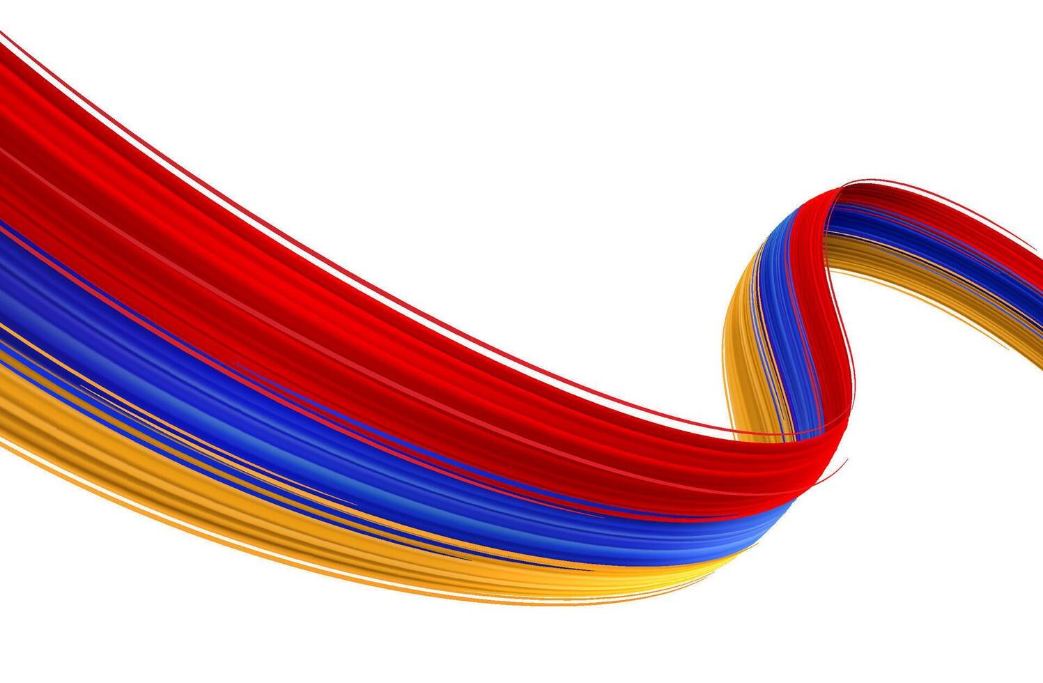 Flowing Ribbon of Armenian Flag in Abstract Brush Strokes vector