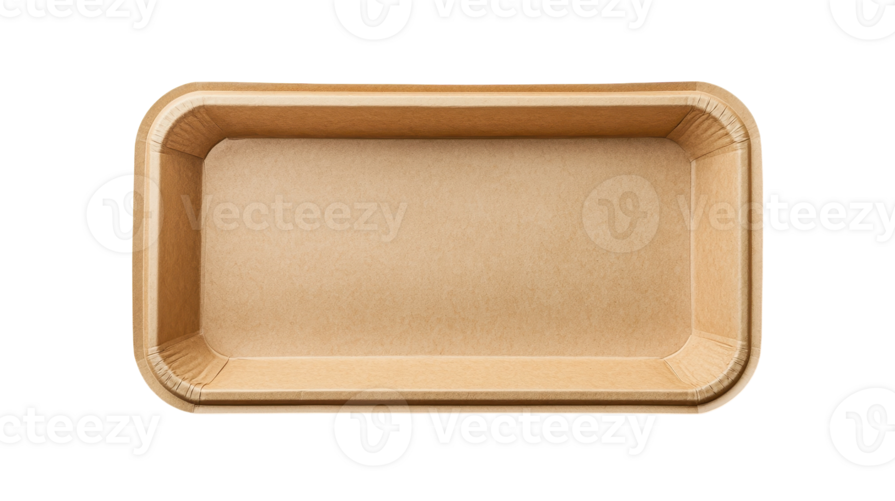 Rectangular brown kraft paper tray on a transparent background, perfect for serving food or organizing items. png