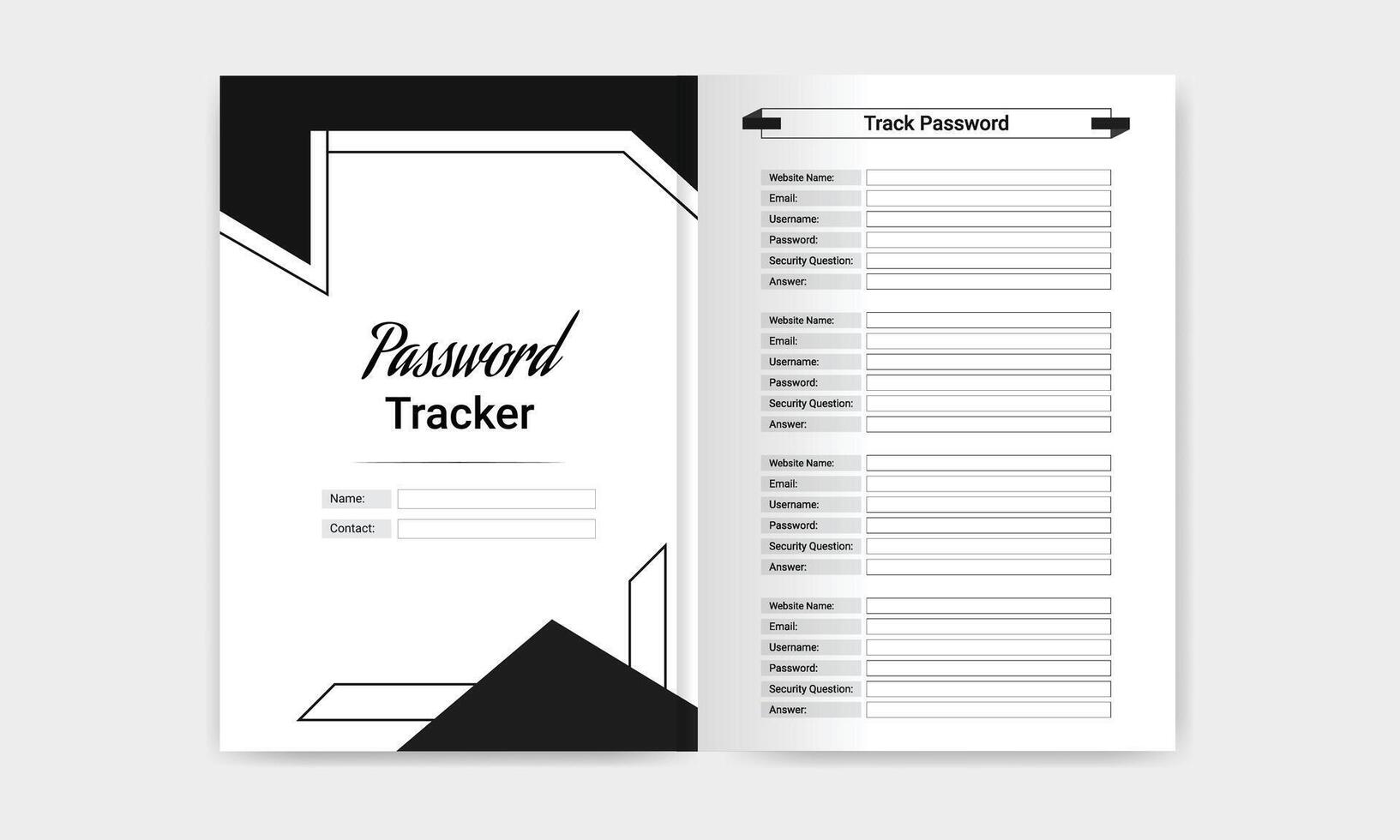 Password Tracker Journal Logbook Template for KDP Interior vector
