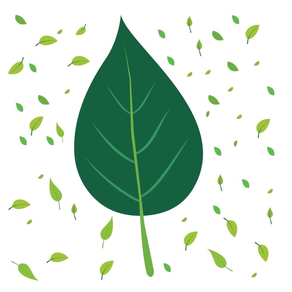 green leaf icon, green leaf icon design with small leaves, green leaf design pattern vector