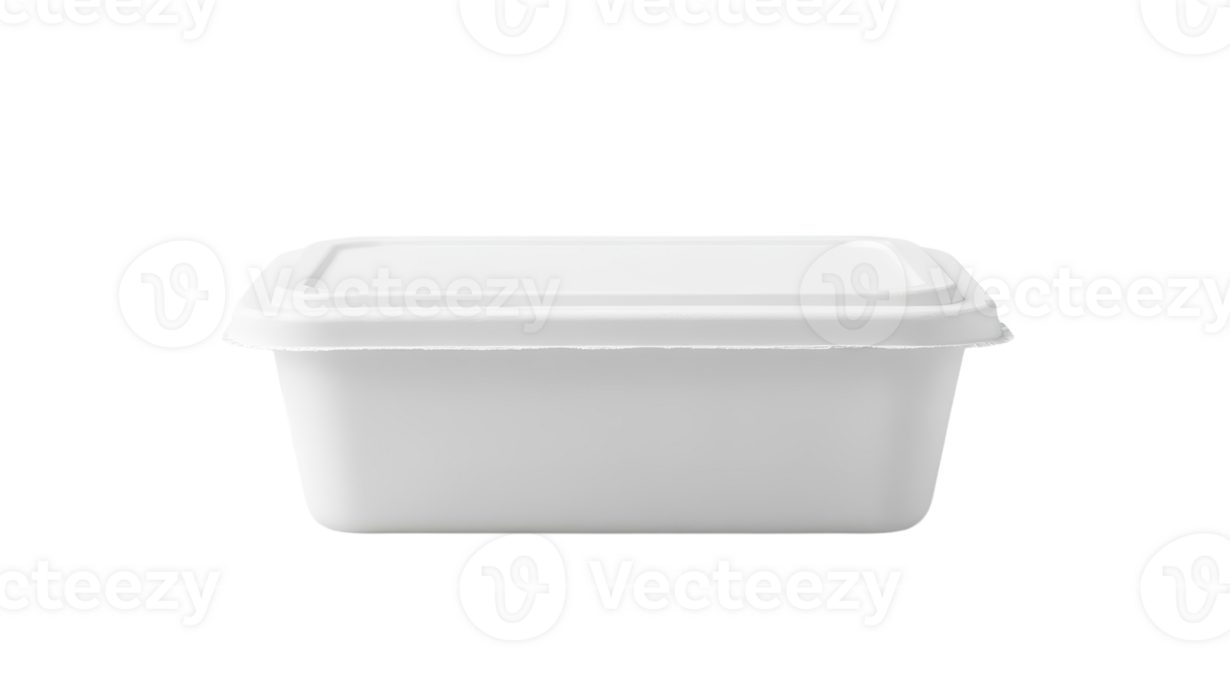 A plain white plastic container with a lid, ideal for food storage, sitting against a transparent background for versatile use in design projects. png