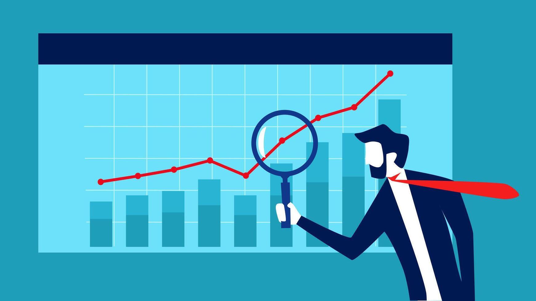 businessman looking at graphs on a screen vector