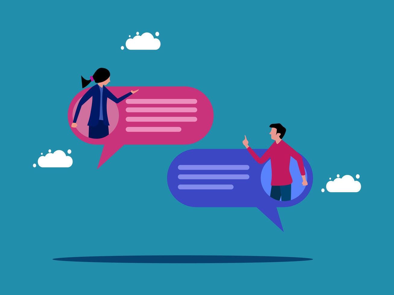 two people talking to each other in speech bubbles vector