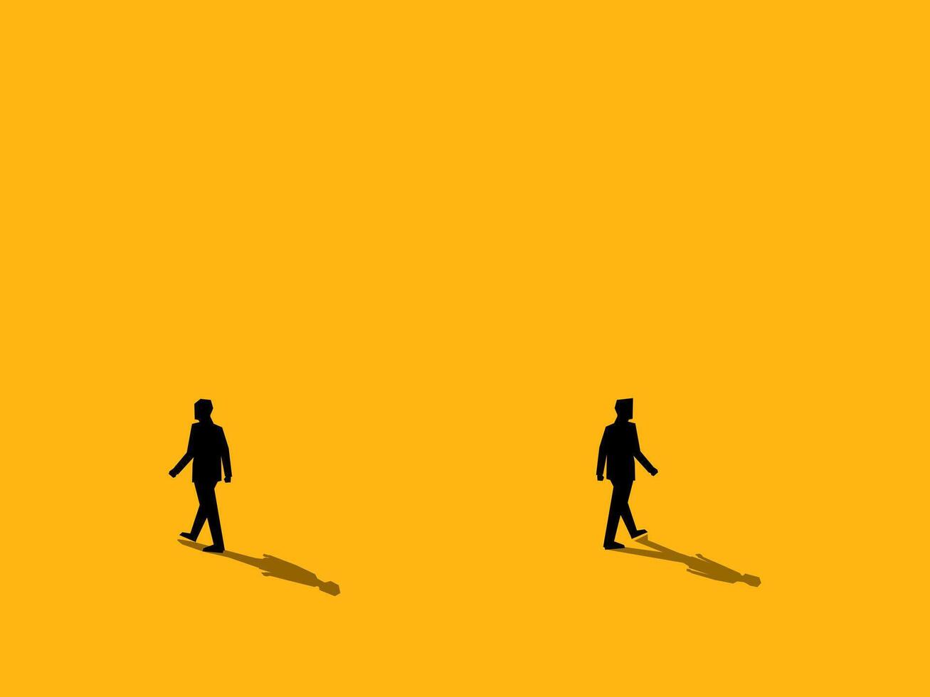 Disagreement, Conflict. Of businessmen walking in different directions vector