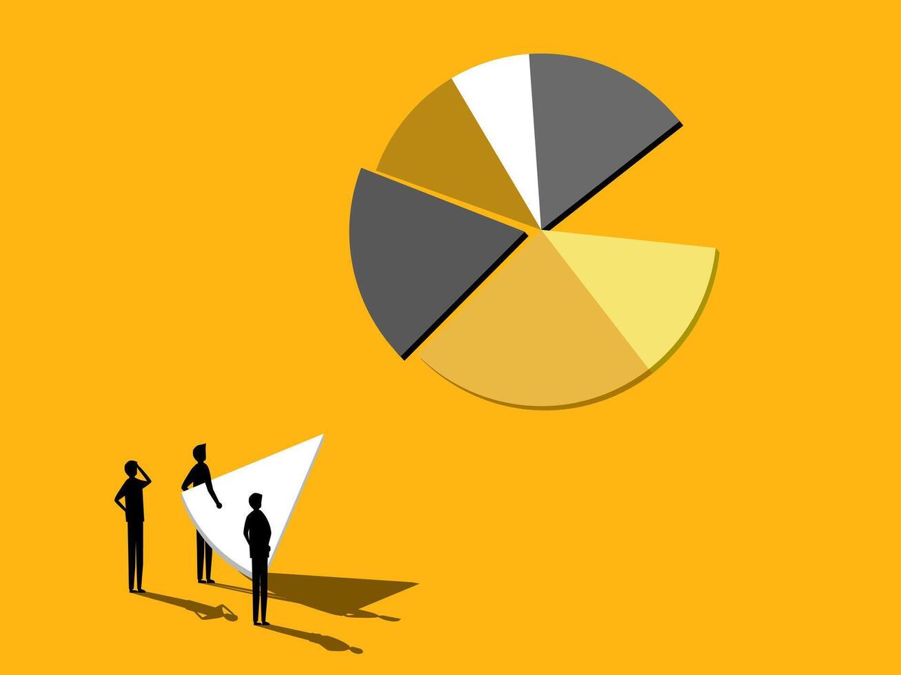 Market share. team Businessman with circle chart vector