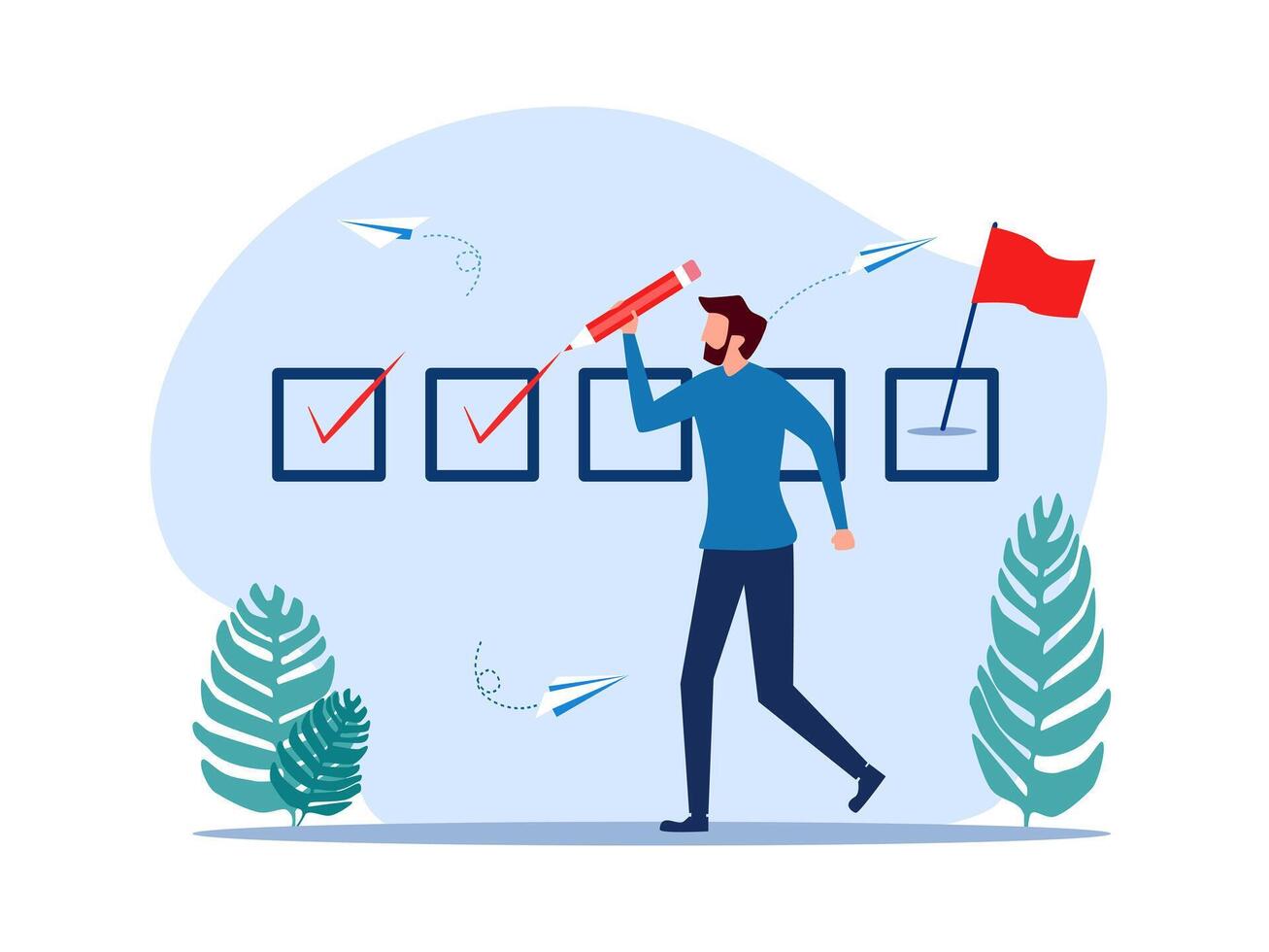 man with red flag and checklist on his hand vector