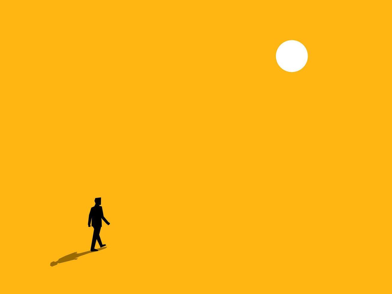 Determined for success. Ambitious businessman walks on a wide area vector