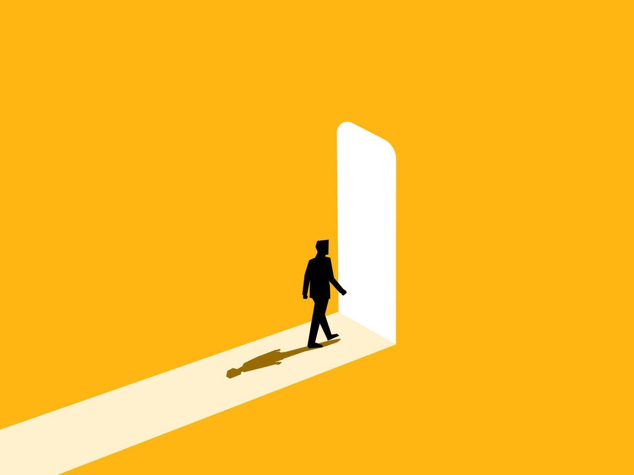 Businessman walks to enter door of success vector