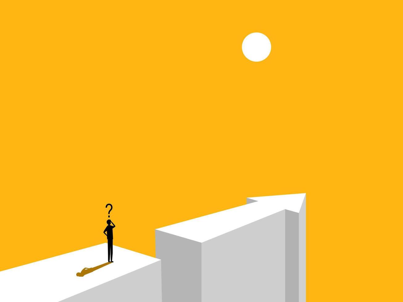 Overcoming Challenges. Businessman Standing on Arrow Gap vector