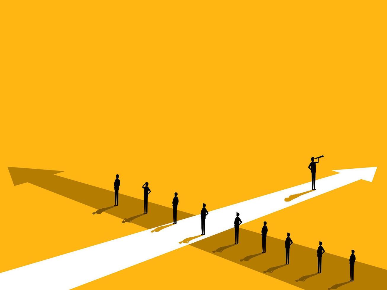 Difference, see new opportunities. businessman must decide their own path to success vector