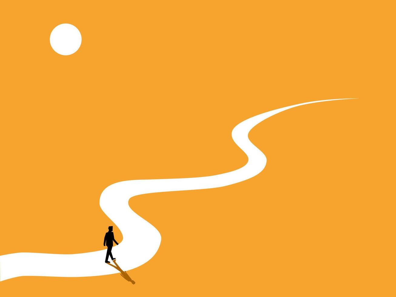 Businessman walks along the long winding path vector