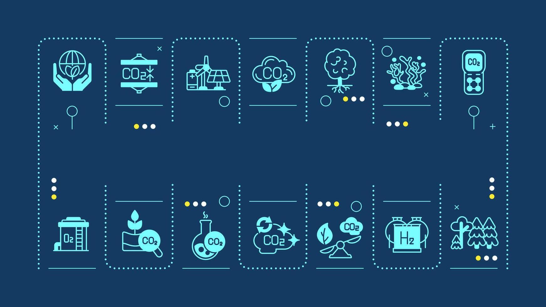 Carbon capture blue word concept. Co2 adsorption, nature preservation. Pollution, ecology. Visual communication. Artwith lettering text, editable glyph icons vector
