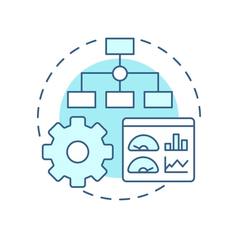 Procedures soft blue concept icon. Hierarchy structure, performance monitoring. Round shape line illustration. Abstract idea. Graphic design. Easy to use in infographic, presentation vector