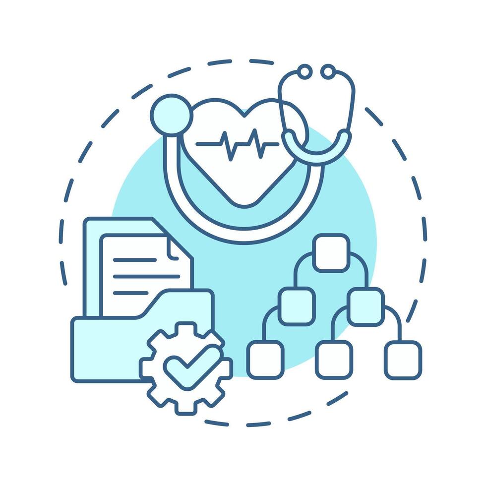 SOPS in healthcare soft blue concept icon. Task management, information management. Round shape line illustration. Abstract idea. Graphic design. Easy to use in infographic, presentation vector