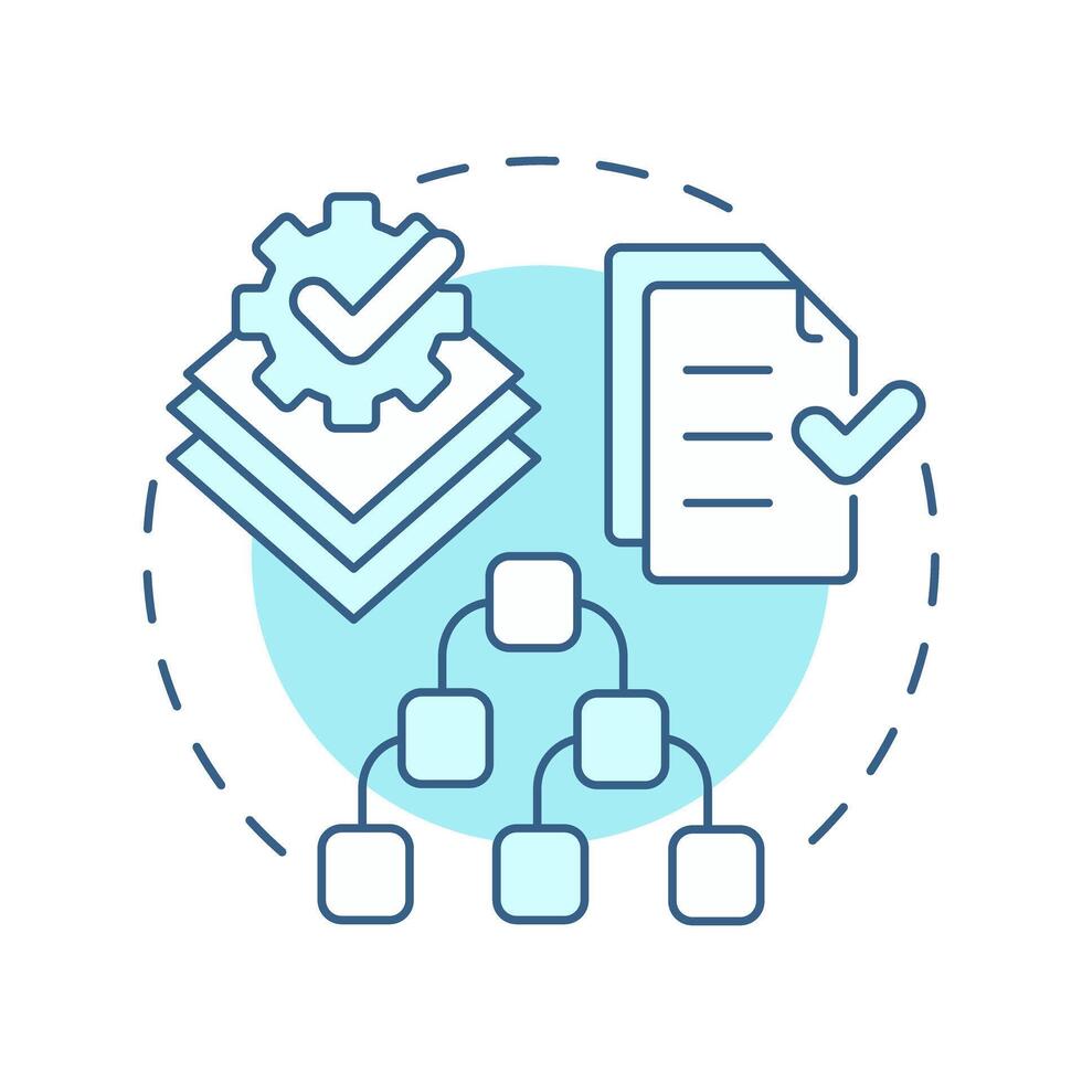 Hierarchical sop soft blue concept icon. Hierarchy structure, compliance guidelines. Round shape line illustration. Abstract idea. Graphic design. Easy to use in infographic, presentation vector