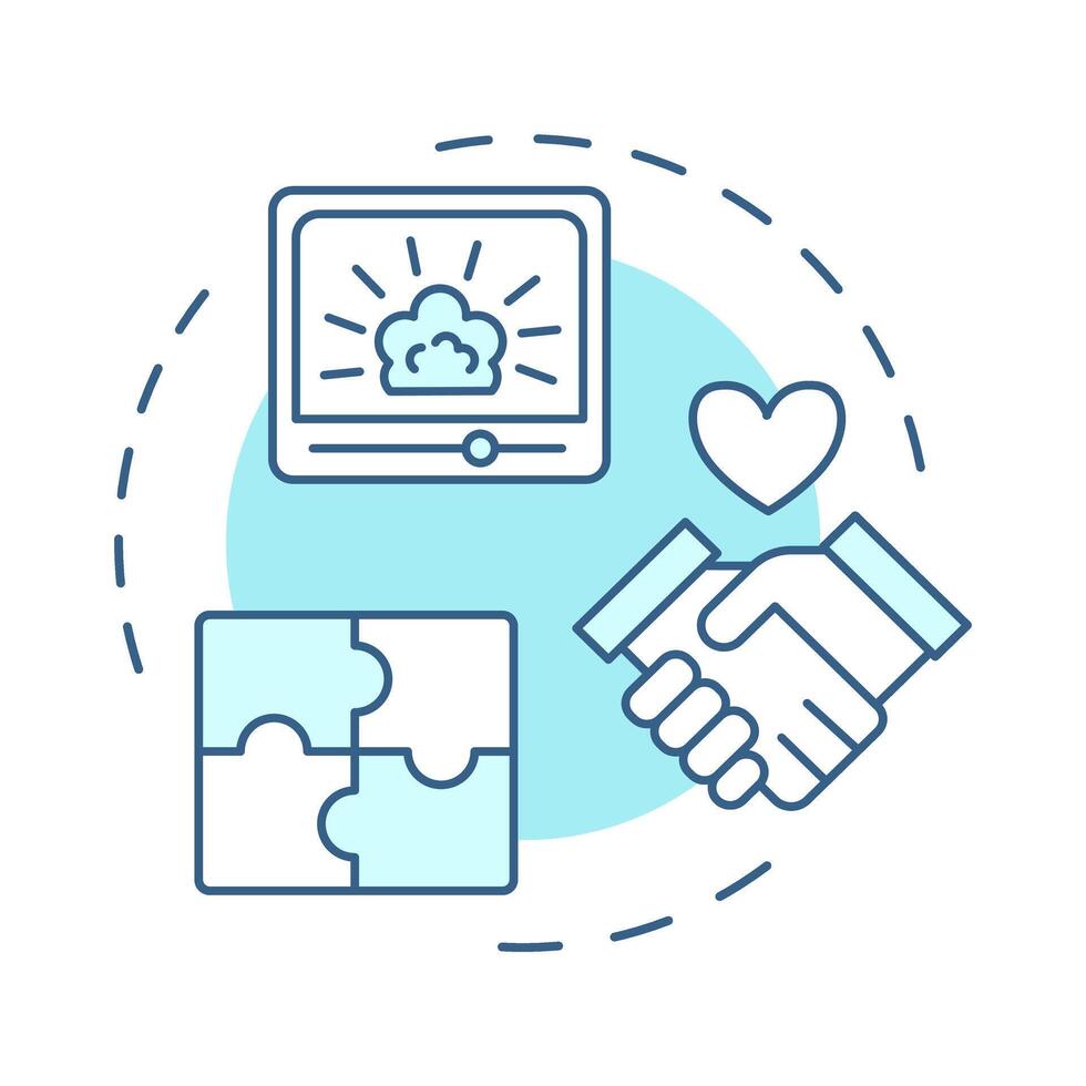 Narrative conflict resolution multi color concept icon. Partnership negotiation. Round shape line illustration. Abstract idea. Graphic design. Easy to use in infographic, presentation vector