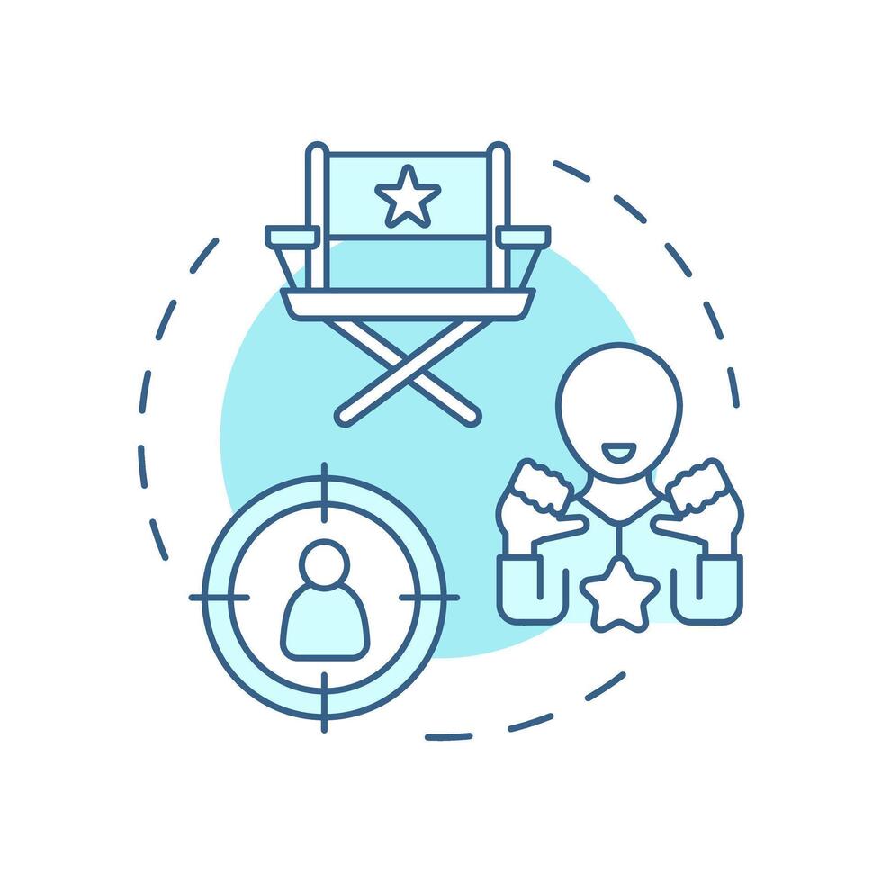 Auteur theory multi color concept icon. Talent management, cinematography. Movie narrative. Round shape line illustration. Abstract idea. Graphic design. Easy to use in infographic, presentation vector