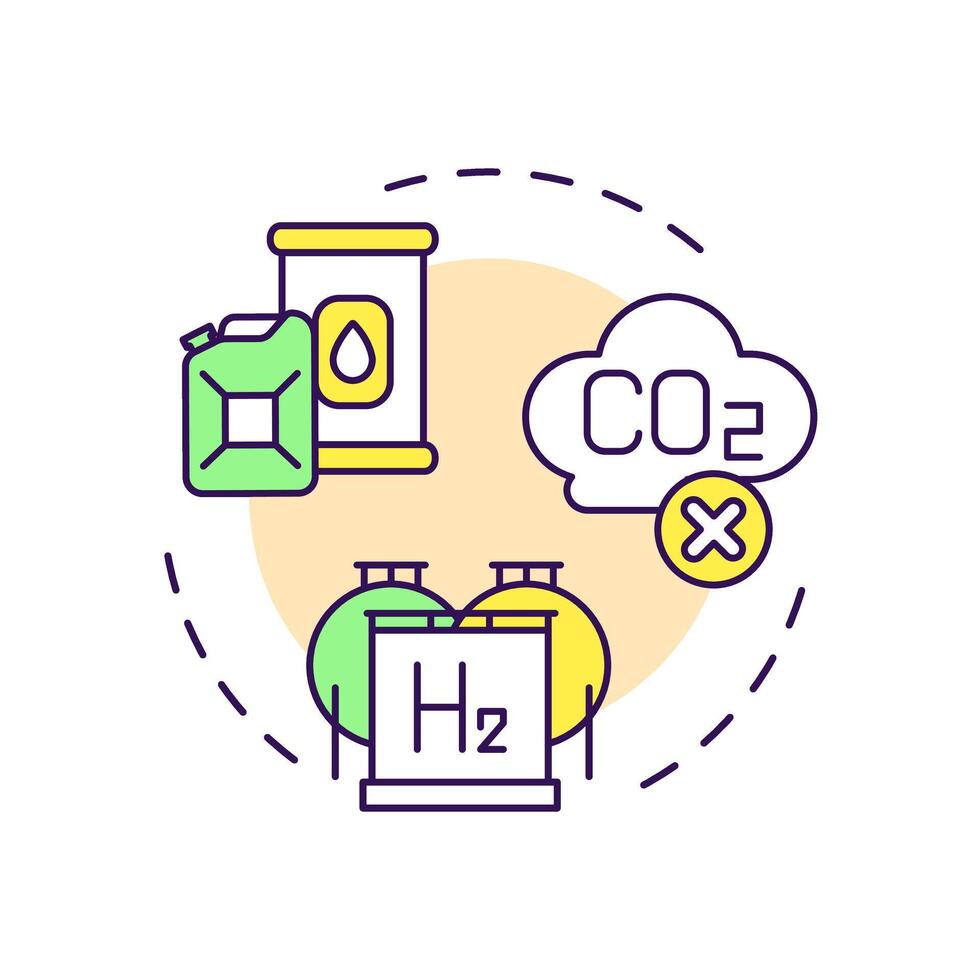 Pre-combustion capture multi color concept icon. Carbon storage, reservoirs. Co2 emission. Round shape line illustration. Abstract idea. Graphic design. Easy to use infographic, presentation vector
