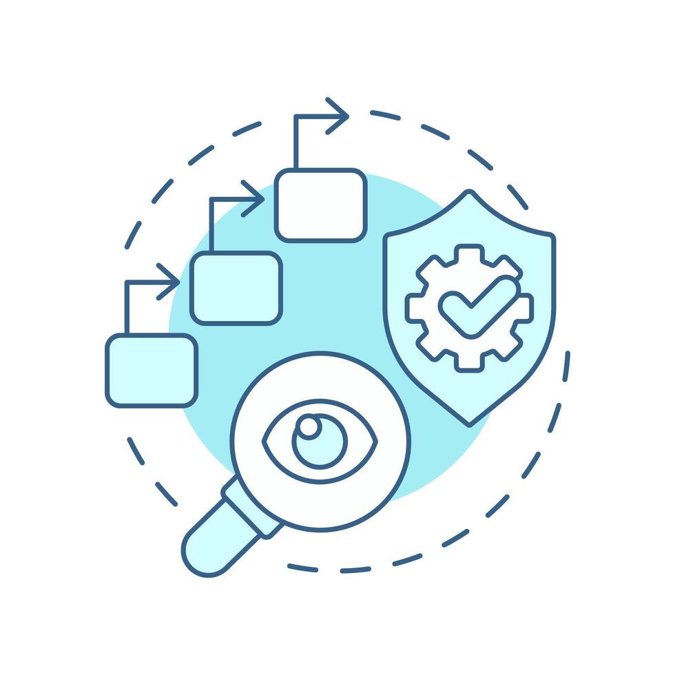 Order progress soft blue concept icon. Task processing, monitoring. Regulatory compliance, control. Round shape line illustration. Abstract idea. Graphic design. Easy to use in infographic vector