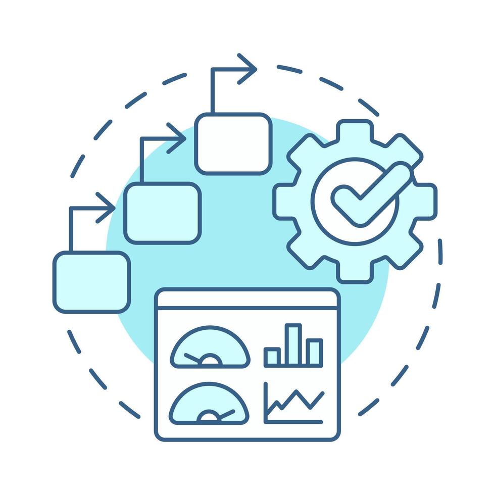 Step-by-step sop soft blue concept icon. Efficiency metrics, statistics. Operating procedures. Round shape line illustration. Abstract idea. Graphic design. Easy to use in infographic, presentation vector