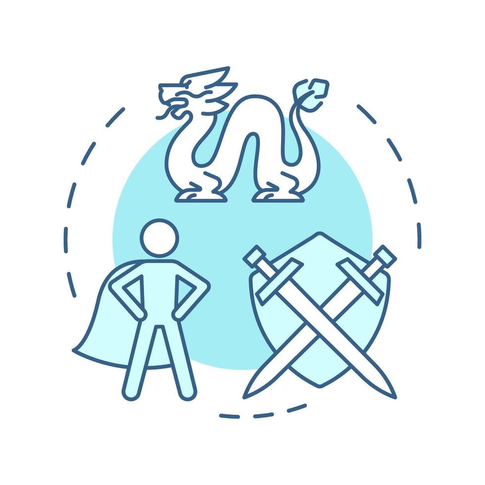 Journey story initiation multi color concept icon. Hero adventure, setting. Screenplay, filmmaking. Round shape line illustration. Abstract idea. Graphic design. Easy to use in infographic vector
