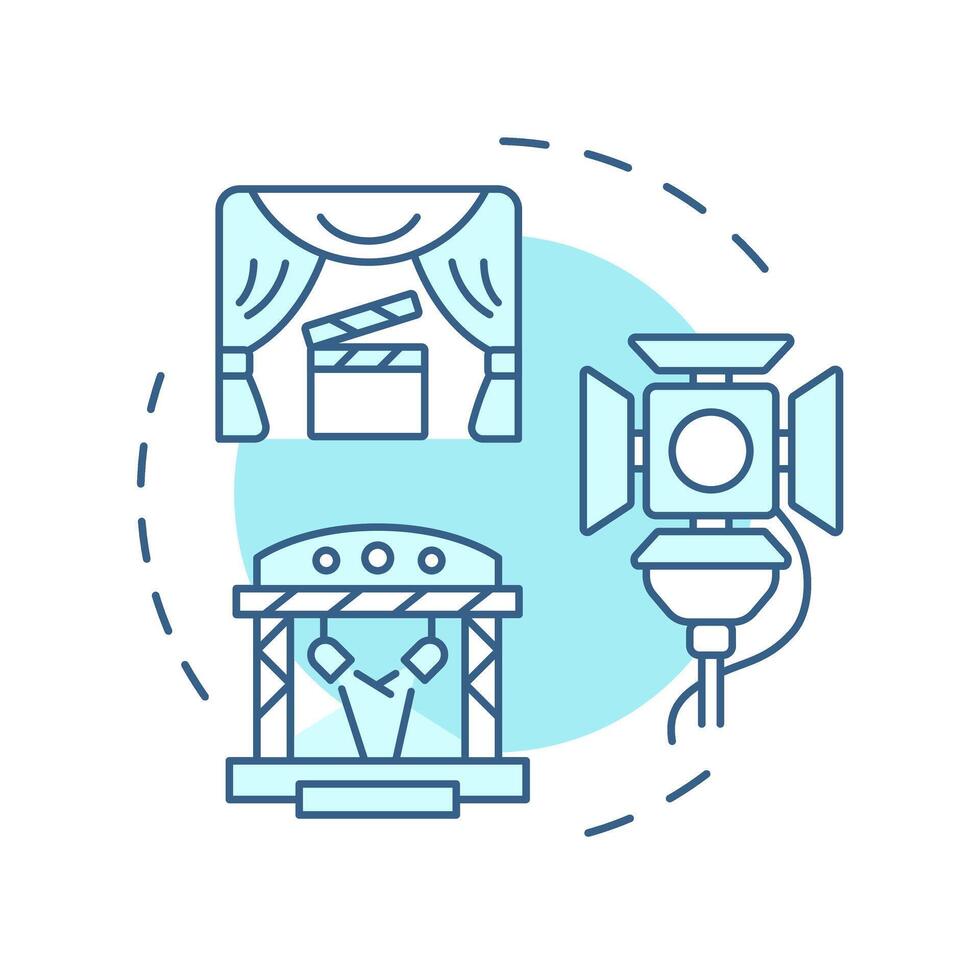 Apparatus theory multi color concept icon. Movie narrative, entertainment. Film style. Round shape line illustration. Abstract idea. Graphic design. Easy to use in infographic, presentation vector