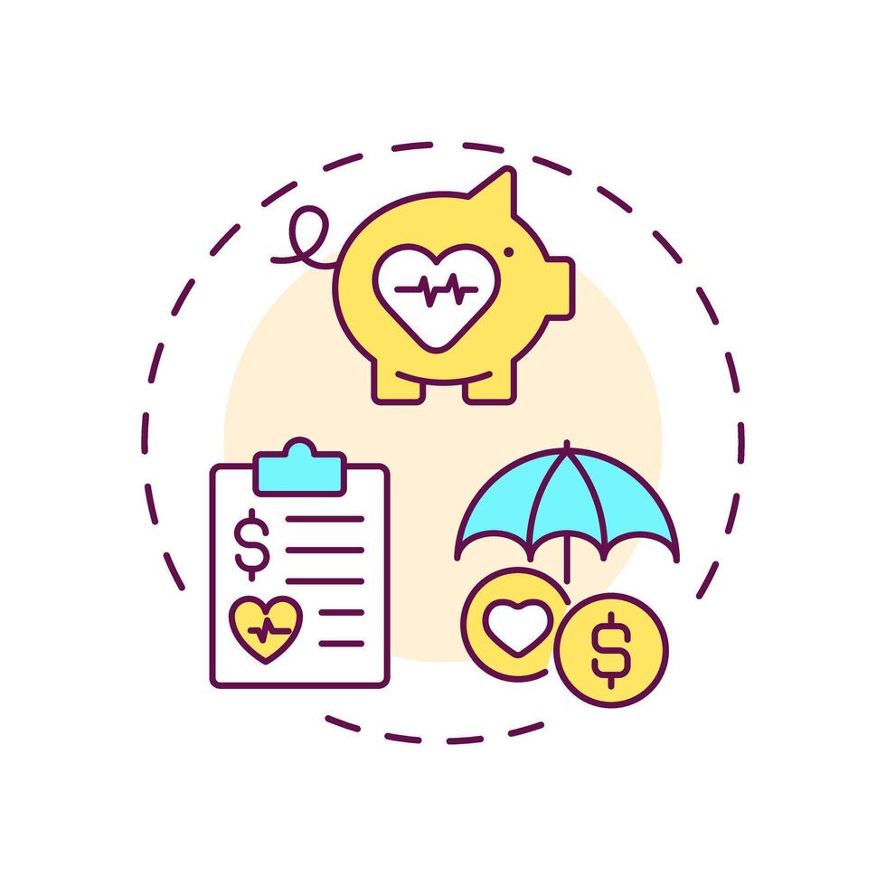 Medical expenses multi color concept icon. Illness treatment. Healthcare costs. Treatment fee. Round shape line illustration. Abstract idea. Graphic design. Easy to use in infographic, presentation vector