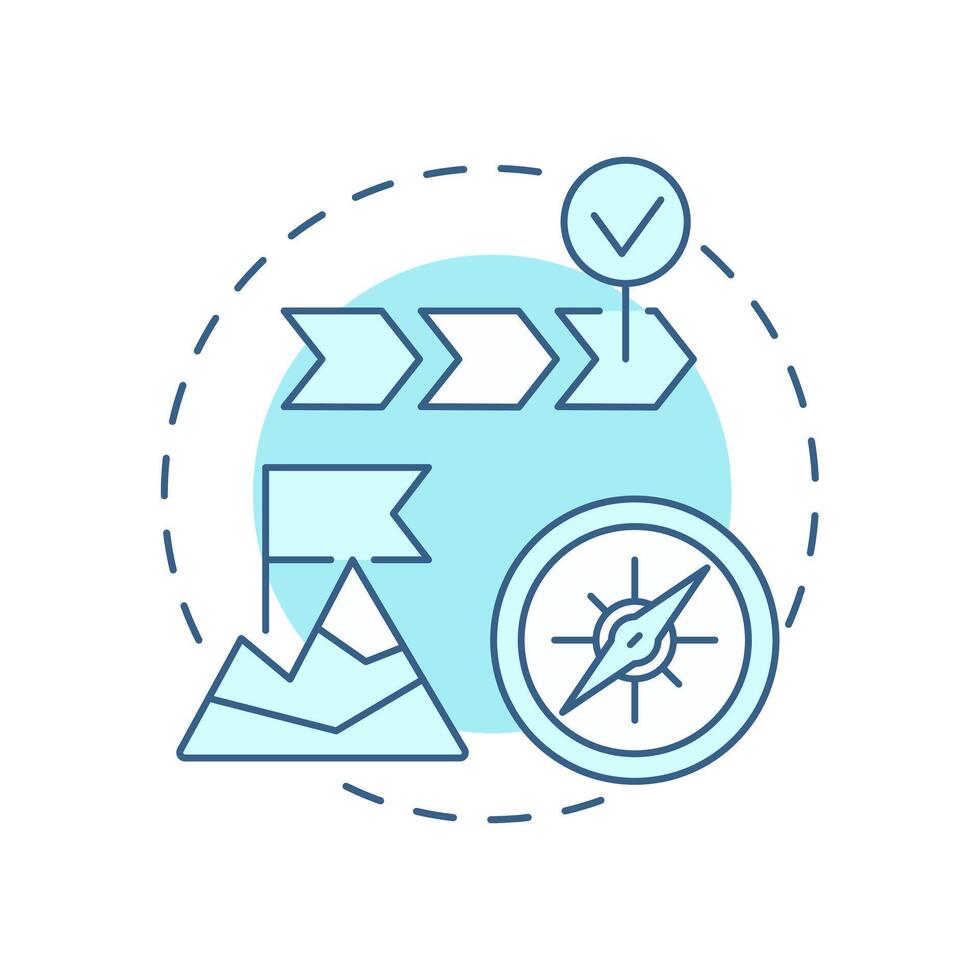 Purpose soft blue concept icon. Business strategy, leadership. Corporate goal, target. Round shape line illustration. Abstract idea. Graphic design. Easy to use in infographic, presentation vector