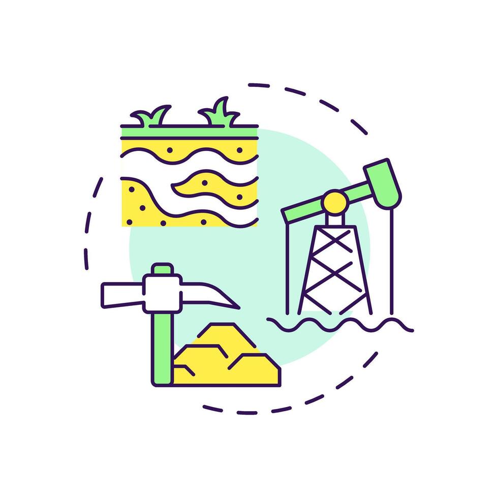 Geological sequestration multi color concept icon. Oil mining, carbon capture. Agriculture, environment. Round shape line illustration. Abstract idea. Graphic design. Easy to use infographic vector