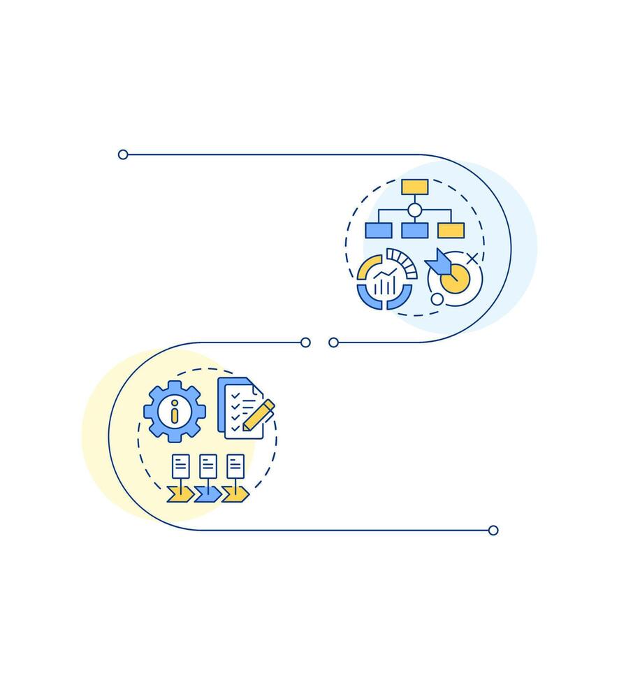 Standard operating procedure types infographic vertical sequence. Organization, performance. Visualization infochart with 4 steps. Circles workflow vector