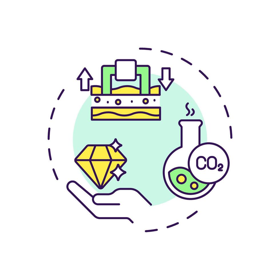 Chemical sequestration multi color concept icon. Carbon capture, processing. Industrial byproducts. Round shape line illustration. Abstract idea. Graphic design. Easy to use infographic, presentation vector