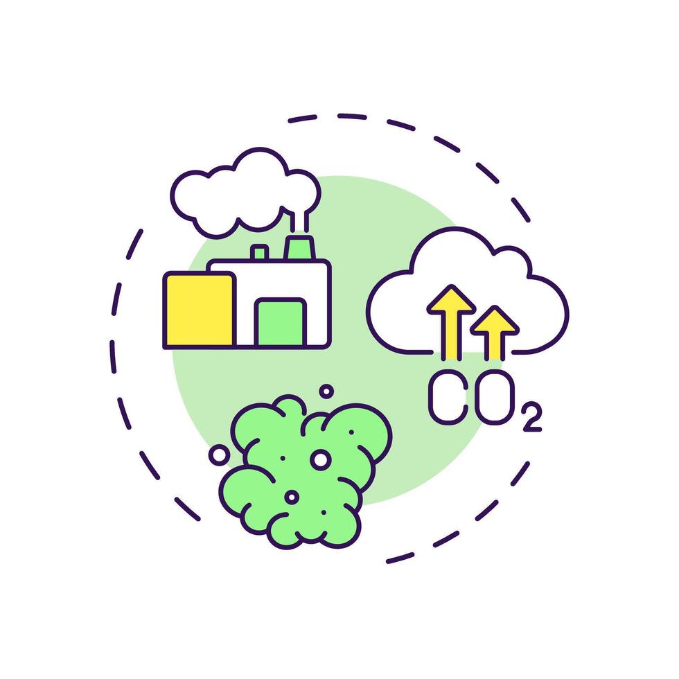 Scope 1 emissions multi color concept icon. Greenhouse gas, industry. Manufacturing pollution. Round shape line illustration. Abstract idea. Graphic design. Easy to use infographic, presentation vector