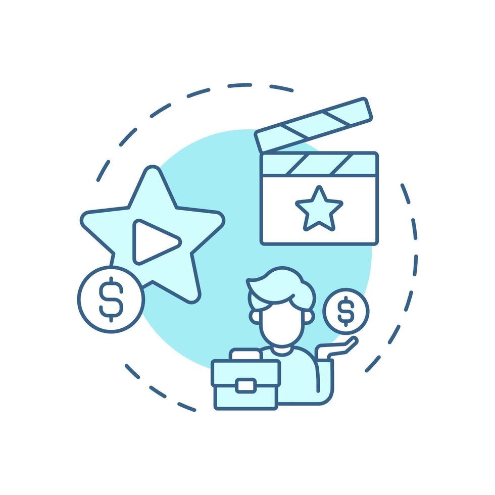 Film funding multi color concept icon. Media production, cinematography. Finance investment. Round shape line illustration. Abstract idea. Graphic design. Easy to use in infographic, presentation vector