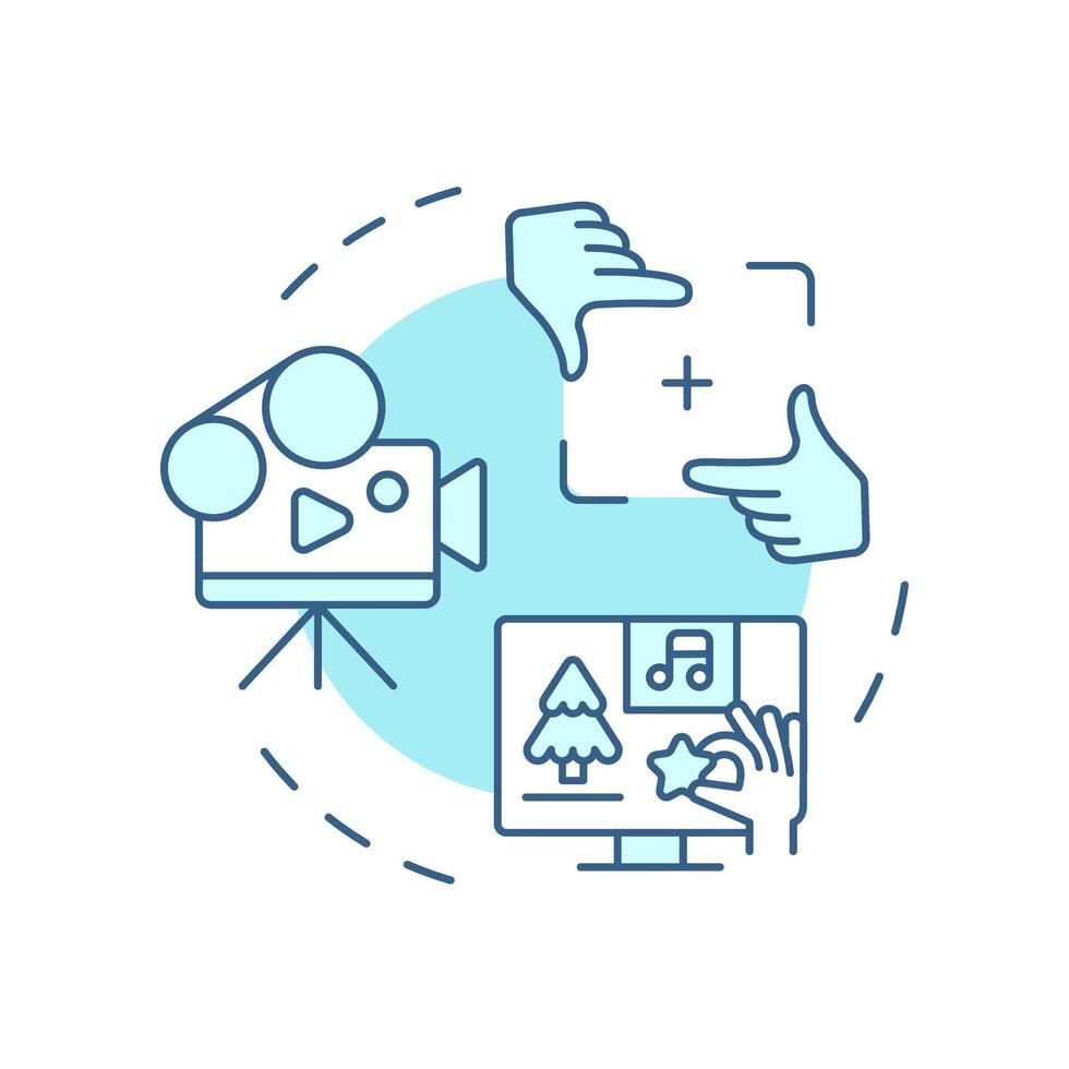 Formalism film theory multi color concept icon. Filmmaking, storytelling. Movie production. Round shape line illustration. Abstract idea. Graphic design. Easy to use in infographic, presentation vector