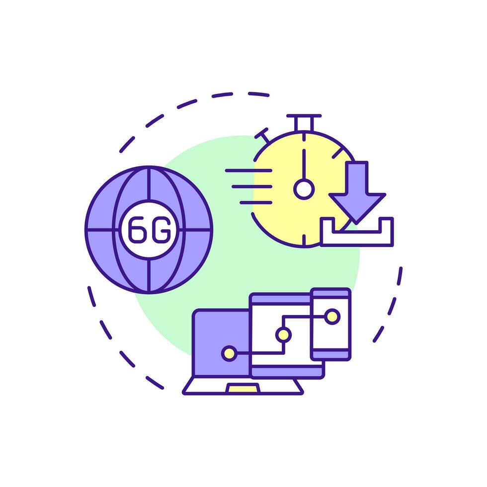 Extreme connectivity multi color concept icon. 6G technology. Fast data transfer. High-speed network.Round shape line illustration. Abstract idea. Graphic design. Easy to use in article vector