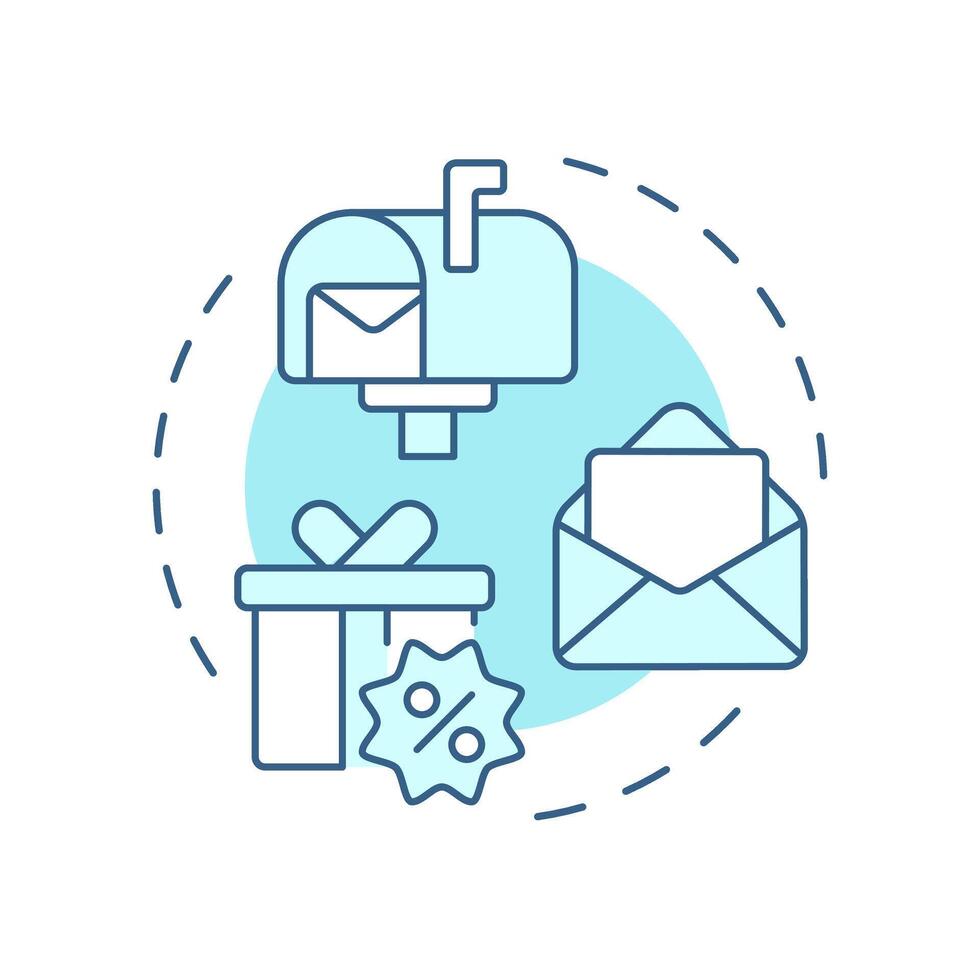 Direct mail abm soft blue concept icon. Targeted marketing, discounts advertising. Round shape line illustration. Abstract idea. Graphic design. Easy to use in infographic, presentation vector