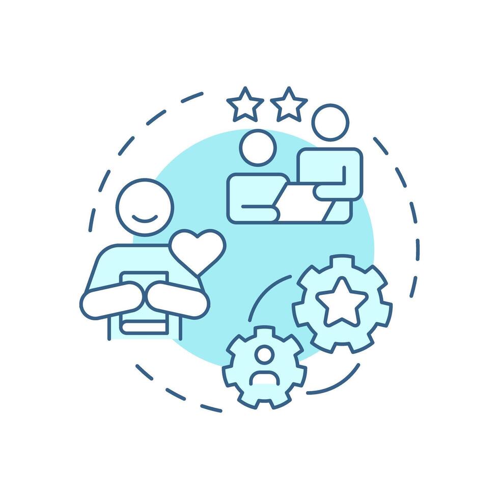 Strong client relationships soft blue concept icon. Consumer feedback, advertising personalization. Round shape line illustration. Abstract idea. Graphic design. Easy to use in infographic vector