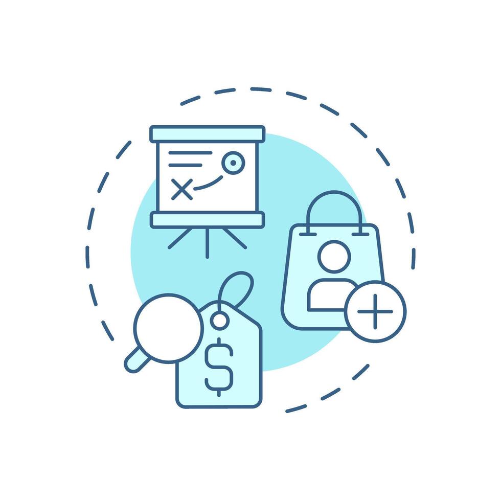 Customer acquisition cost soft blue concept icon. Content marketing strategy. Advertising management. Round shape line illustration. Abstract idea. Graphic design. Easy to use in infographic vector