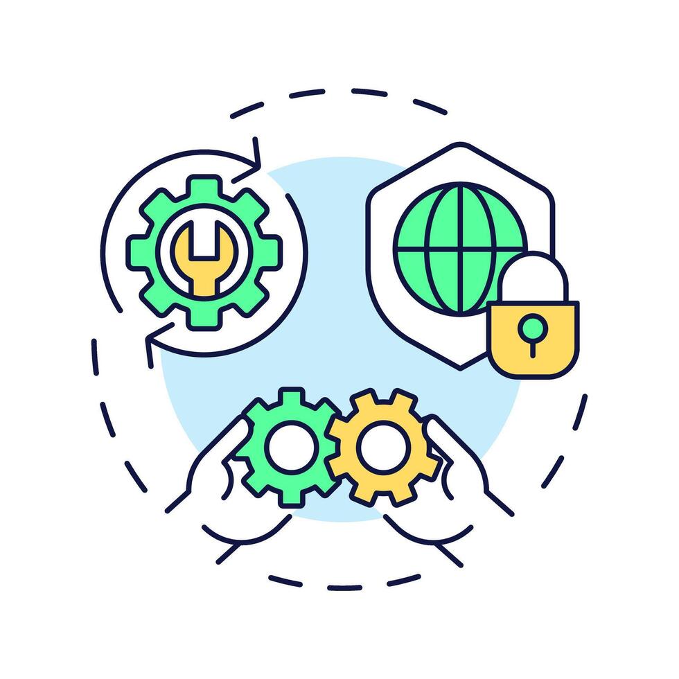 Resilience multi color concept icon. Pillars of industry 5.0. Flexible and adaptive system. Ability to recover. Round shape line illustration. Abstract idea. Graphic design. Easy to use in article vector