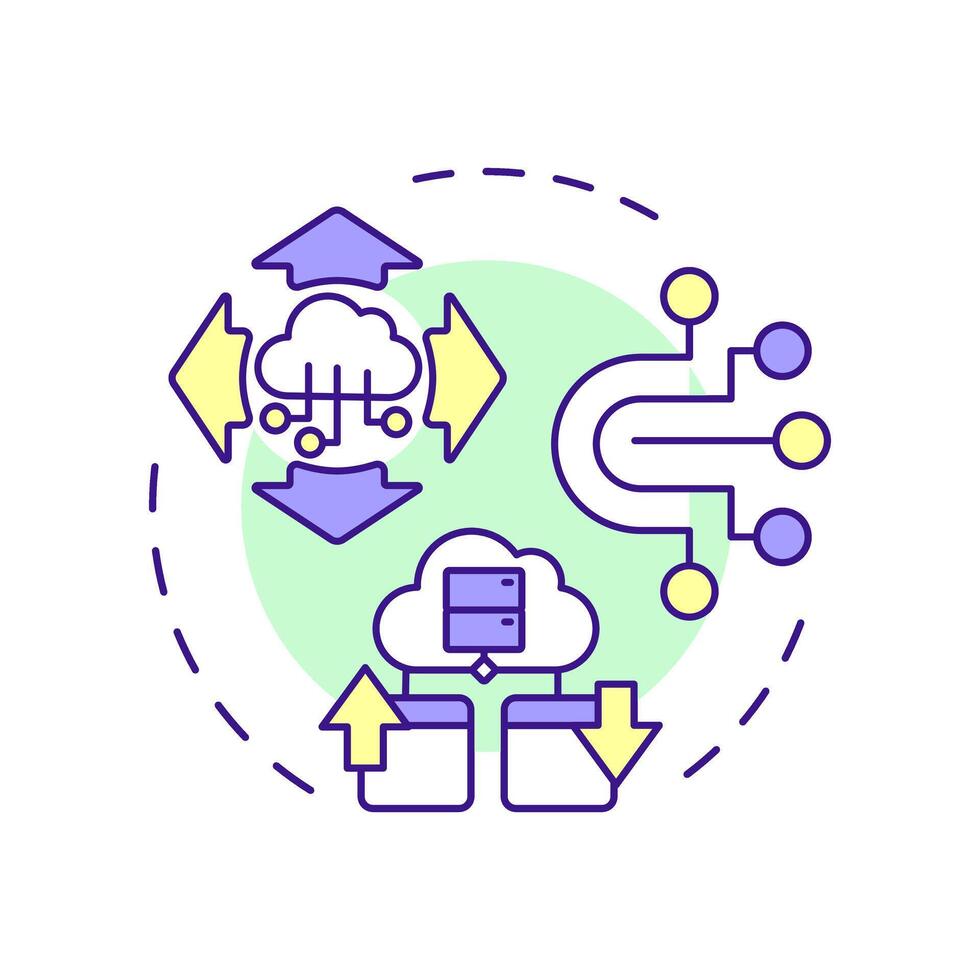 servicios establecido arquitectura multi color concepto icono. 6g tecnología. nube informática. modular, escalable red. redondo forma línea ilustración. resumen idea. gráfico diseño. fácil a utilizar en artículo vector