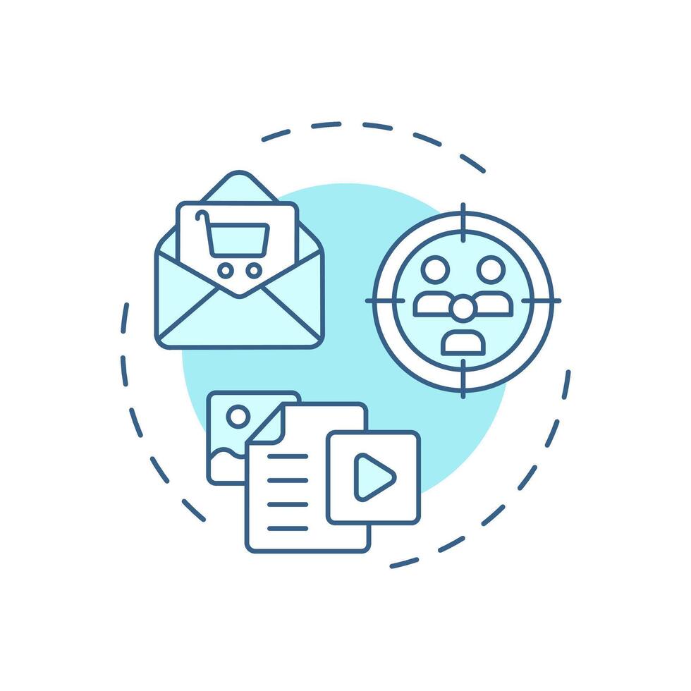 Execute abm campaigns soft blue concept icon. Email marketing, ppc. Targeted audience. Round shape line illustration. Abstract idea. Graphic design. Easy to use in infographic, presentation vector