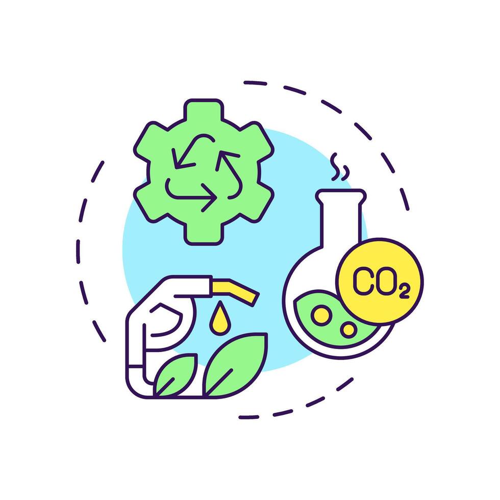 Carbon utilization multi color concept icon. Greenhouse gas reprocessing, filtration. Round shape line illustration. Abstract idea. Graphic design. Easy to use infographic, presentation vector