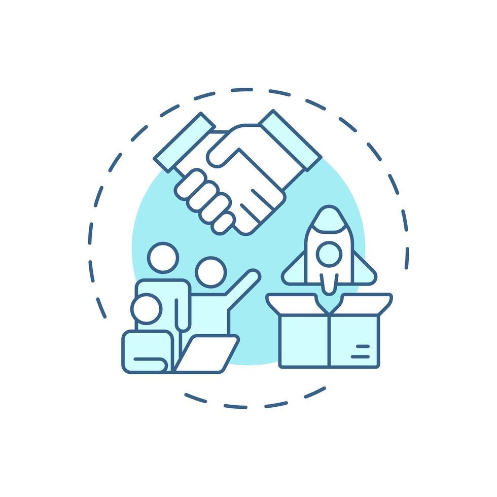 Aligns sales and marketing soft blue concept icon. Business workflow, coordination management. Round shape line illustration. Abstract idea. Graphic design. Easy to use in infographic, presentation vector