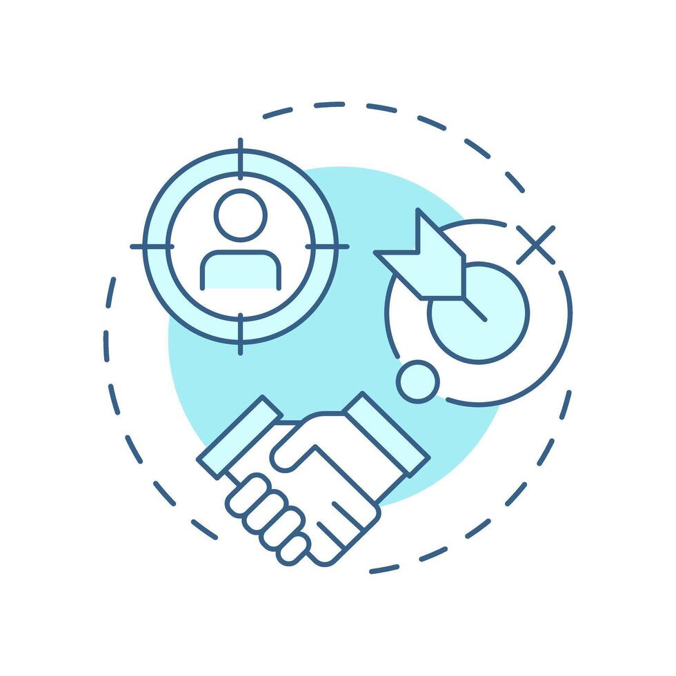 Strategic ABM soft blue concept icon. Marketing strategy, account personalization. Round shape line illustration. Abstract idea. Graphic design. Easy to use in infographic, presentation vector