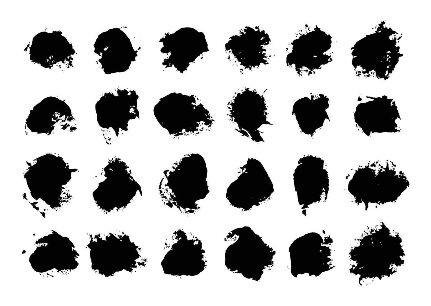 Abstract blot paint brush strokes element bundle. Grunge painting graphic element set. Artistic hand drawn shapes collection. vector