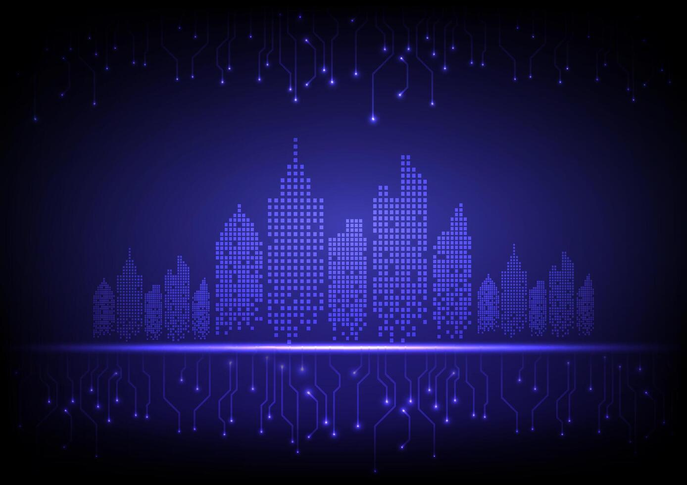 Digital technology cityscape background. City town company concept. Design for city, town, company communication, connection,telecoms, digital, internet, online, network. vector